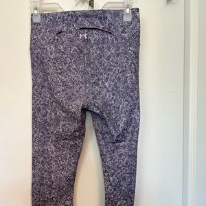Small under armor, Capri pants, purple, and gray pattern.
